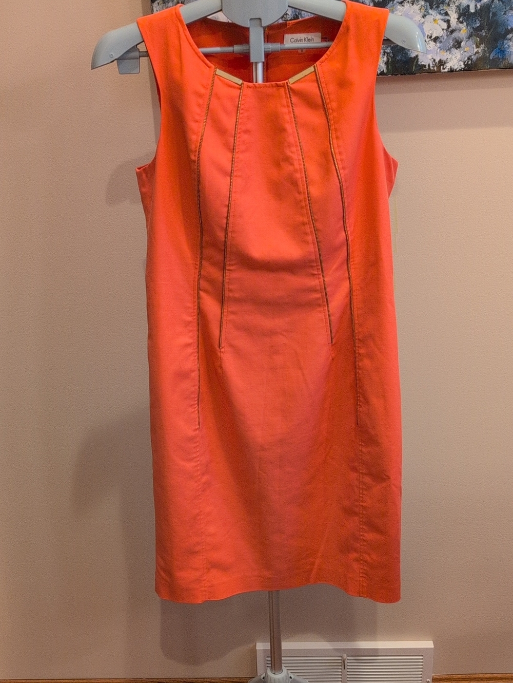 Calvin Klein Bright Coral Sleeveless Sheath Dress